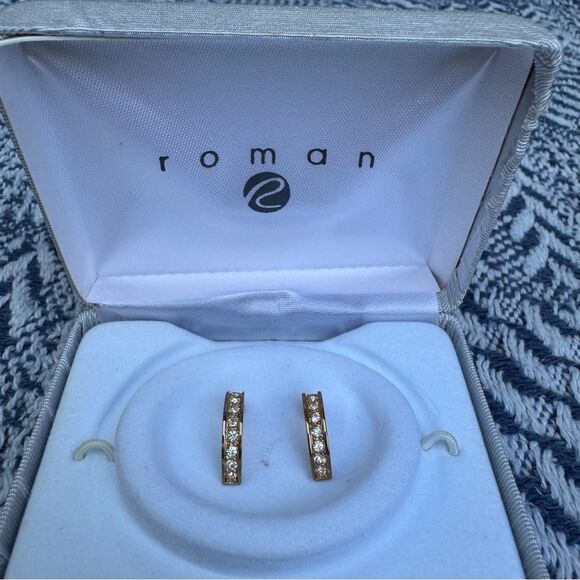 Roman Gold and Crystal Earrings - Picture 1 of 5